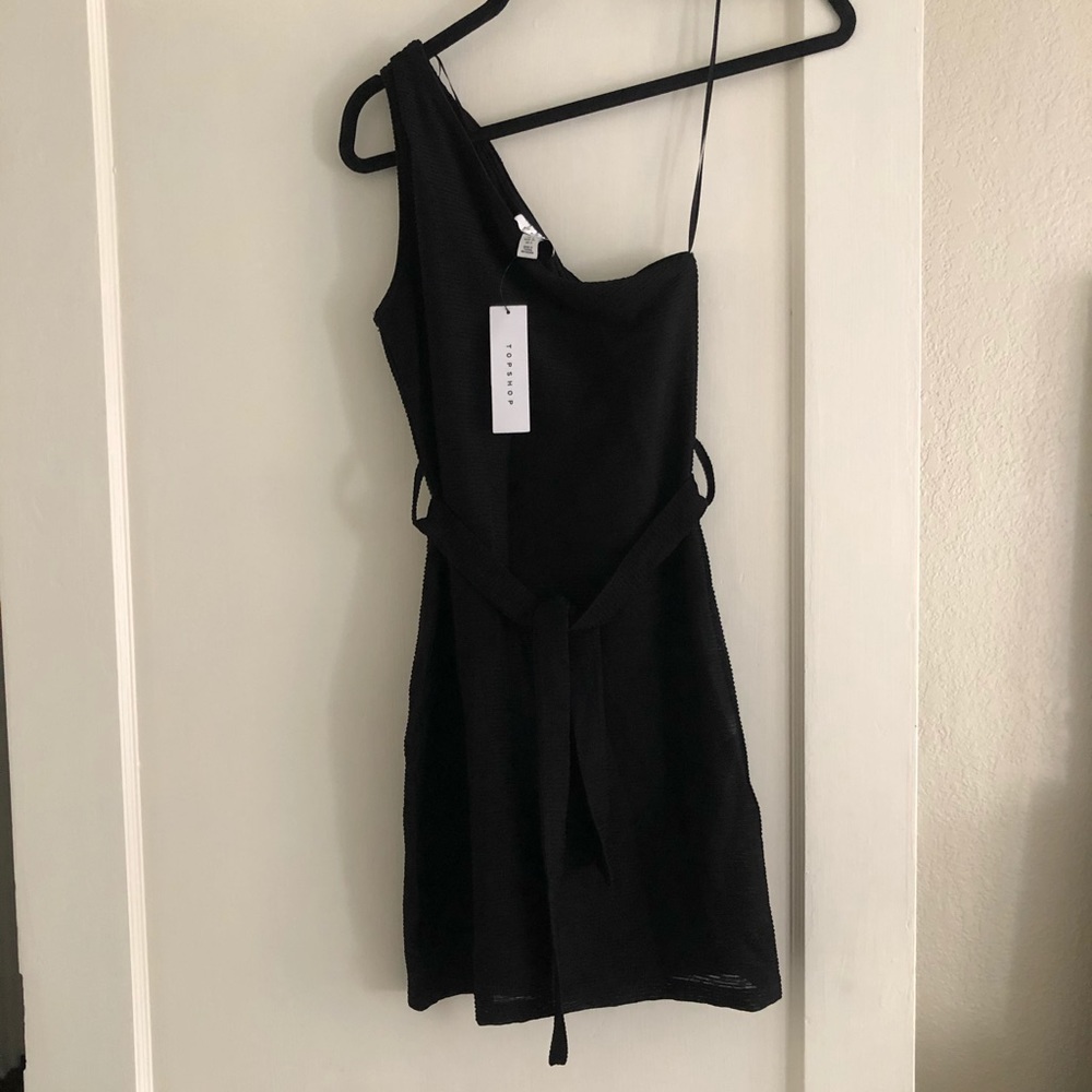 TOPSHOP black one shoulder mini dress